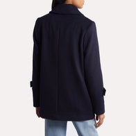 Womens Navy Blue Peacoat Coat women detail view 3 | Dash Racegear — Double Breasted Womens Navy Blue Wool Peacoat