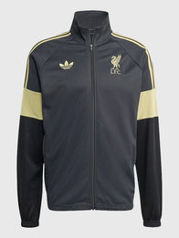 Liverpool FC LFSTLR Track Jacket Jacket unisex front product view | Dash Racegear — Recreation Liverpool FC 2025 LFSTLR Track Jacket in charcoal grey, featuring club crest and sporty design, perfect for fans and casual wear