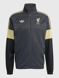 Liverpool FC LFSTLR Track Jacket Jacket unisex front product view | Dash Racegear — Recreation Liverpool FC 2025 LFSTLR Track Jacket in charcoal grey, featuring club crest and sporty design, perfect for fans and casual wear