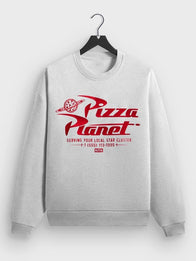 Disney x Kith for Pixar Pizza Planet Nelson Crewneck Sweatshirt Sweatshirt unisex front product view | Dash Racegear — Disney x Kith Pixar Pizza Planet Nelson Sweatshirt, 2025 release, ideal blend of comfort and fan-inspired style.