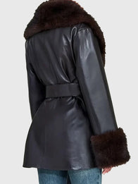Erin Andrews NFC Championship 2025 Coat Coat unisex detail view 4 | Dash Racegear — Sleek black Erin Andrews NFC Championship 2025 faux leather coat, perfect for casual wear or game-day celebrations.