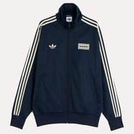 Adidas x Oasis Navy Blue Track Jacket Jacket unisex front product view | Dash Racegear — Bold & Clean – Navy Blue Oasis Track Jacket by Adidas