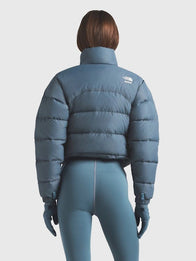The North Face x Skims 2000 Nuptse Jacket Jacket unisex detail view 3 | Dash Racegear — The North Face × SKIMS 2000 Nuptse Blue Puffer Jacket featuring a cropped fit and warm padding, designed for women styling cold days.