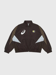 VTP x Asics Track Jacket Jacket unisex detail view 2 | Dash Racegear — Brown Asics x Vandy The Pink 2026 zip-up track jacket crafted for lightweight comfort and versatile casual fashion.