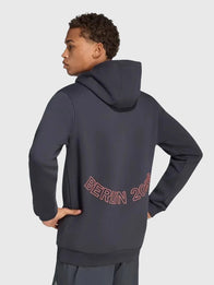 Adidas BMW Berlin Marathon 2026 Hoodie Hoodie unisex detail view 4 | Dash Racegear — Dark Gray pullover fleece hoodie designed for effortless casual style and lasting all-day comfort.