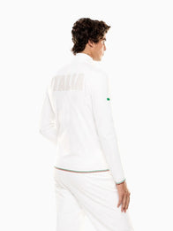 Winter Olympics 2026 Team Italy EA7 Emporio Armani Powerstretch Jacket Jacket unisex detail view 3 | Dash Racegear — White EA7 Emporio Armani Powerstretch jacket, unisex fit, Milano Cortina 2026 Team Italy edition, perfect for winter activity.
