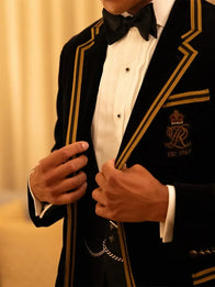 Jaafar Jackson Met Gala 2026 Polo Ralph Lauren Tuxedo Fashion Apparel unisex detail view 5 | Dash Racegear — Jaafar Jackson 2026 Met Gala tuxedo black and gold Polo Ralph Lauren design sharp formal look for red-carpet appearances