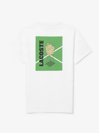 Lacoste Ultra Dry Printed White Tennis T-Shirt Shirt unisex detail view 3 | Dash Racegear — White Lacoste 2026 Ultra Dry tennis T-shirt, breathable printed design, perfect unisex fit for court and casual style.