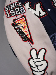 Mickey Mouse Wolves Club Rudy Letterman Jacket Jacket unisex detail view 12 | Dash Racegear — Navy letterman varsity jacket combining cozy comfort with Mickey Mouse Wolves Club-inspired fashion and versatility.