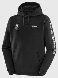 Milano Cortina 2026 Olympics Salomon Logo Graphic Hoodie Hoodie unisex detail view 2 | Dash Racegear — Stay warm in style with this black Milano Cortina 2026 Salomon Hoodie, designed for Olympic supporters and casual wear.