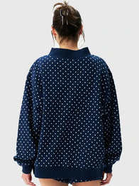 Parke Polka Dot Varsity Mockneck Sweatshirt Sweatshirt unisex detail view 7 | Dash Racegear — Parke Polka Dot Varsity mockneck fleece sweatshirt blending premium warmth with contemporary everyday wearability.