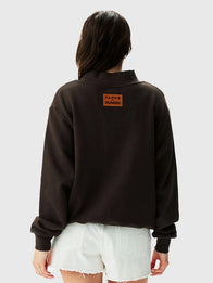 Parke x Dunkin’ Varsity Mockneck Sweatshirt Sweatshirt unisex detail view 5 | Dash Racegear — Brown varsity mockneck sweatshirt crafted for effortless layering and everyday wear with signature Parke x Dunkin' style.