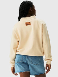 Parke x Dunkin’ Varsity Mockneck Sweatshirt Sweatshirt unisex detail view 6 | Dash Racegear — Cream varsity mockneck sweatshirt crafted for effortless layering and everyday wear with signature Parke x Dunkin' style.