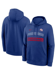 Puerto Rico Baseball Nike 2026 World Baseball Classic Club Hoodie Hoodie unisex front product view | Dash Racegear — Puerto Rico Nike Club Baseball Hoodie 2026 WBC, blue, warm and stylish pullover for fans or casual outings.