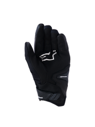 Alpinestars SP-R Pro Gloves, Black Short-cuff Motorcycle Gloves, palm view showing grip reinforcements and white Alpinestars logo, designed for sport riding.
