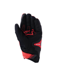 Alpinestars SP-R Pro Gloves, Sport Motorcycle Gloves, Bright Red, Red Fluo and Black, palm view showing reinforced leather palm with red contrast stitching, textile chassis, and adjustable wrist closure.
