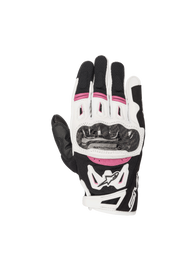 Alpinestars Stella SMX-2 Air Carbon V2 Women's Motorcycle Gloves, black/white/fuchsia, featuring carbon knuckle protection.
