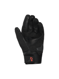 Alpinestars SP X Z Waterproof Gloves, Motorcycle Gloves, Black with Red Fluo logo, palm view showing leather construction and reinforced grip areas, neoprene cuff with pull tab, high-performance street riding gear