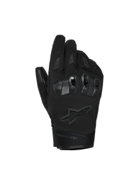 Alpinestars SP X Z Waterproof Gloves, Motorcycle Gloves, Black, featuring hard-shell TPU knuckle protection, tonal Alpinestars star logo, and durable textile construction for all-weather riding.