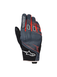 Alpinestars Moblast Waterproof Gloves, Motorcycle Gloves, Anthracite and Black with Orange accents, short-cuff design with red-orange linear graphics, white Alpinestars star logo on the cuff and 'astars' branding on the finger, technical textile backhand for all-weather protection
