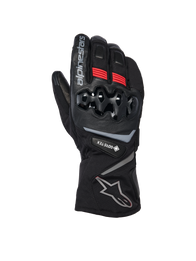 Alpinestars WT-8 GORE-TEX Insulated Gloves, Motorcycle Winter Gloves, Black with red accents and silver logos, featuring hard TPU knuckle protection, long cuff, and GORE-TEX waterproofing for cold weather riding