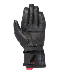 Alpinestars WT-4 GORE-TEX Insulated Glove, Motorcycle Glove, Black, palm view featuring leather construction with a rubber grip patch, mid-length cuff with Alpinestars Exploration Equipment branding and red logo accents