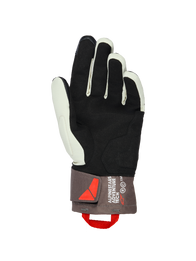 Alpinestars XT-3 Drystar® Insulated Gloves, palm view, Dark Brown Sand and Black, featuring soft suede palm for grip, mid-length cuff with Alpinestars Adventure Tech branding, red pull loop and velcro closure, adventure motorcycle gear