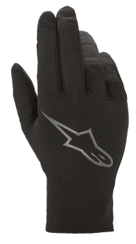 Alpinestars Range 2 In One GORE-TEX Inner Glove, removable thermal fleece liner, black with grey Astars logo on the backhand, multi-season motorcycle glove accessory