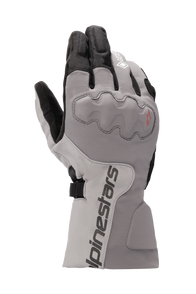 Alpinestars WR-X GORE-TEX Gloves, Motorcycle Touring Gloves, Dark Gray and Ice Gray with Black, long cuff design, covered knuckle protection, waterproof and insulated for winter riding.