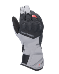 Alpinestars Tourer W-7 V2 Drystar Gloves, Motorcycle Touring Gloves, Black and Dark Gray with Red accent, waterproof winter design featuring a long cuff, covered SP Lite knuckle protection, and adjustable closure system