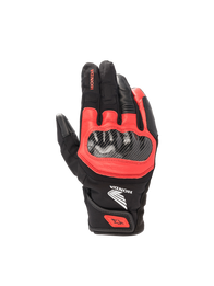 Alpinestars Honda SMX Z Drystar® Glove, waterproof road motorcycle glove, black and bright red leather with hard knuckles.