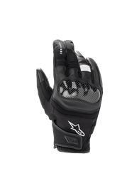 Alpinestars SMX Z Drystar Gloves, waterproof black leather motorcycle gloves with a hard knuckle protector and short cuff.