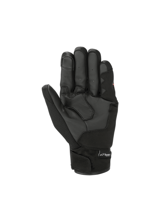 Alpinestars S-Max Drystar® Gloves, black waterproof motorcycle sport gloves for men with leather palm and short-cuff design.