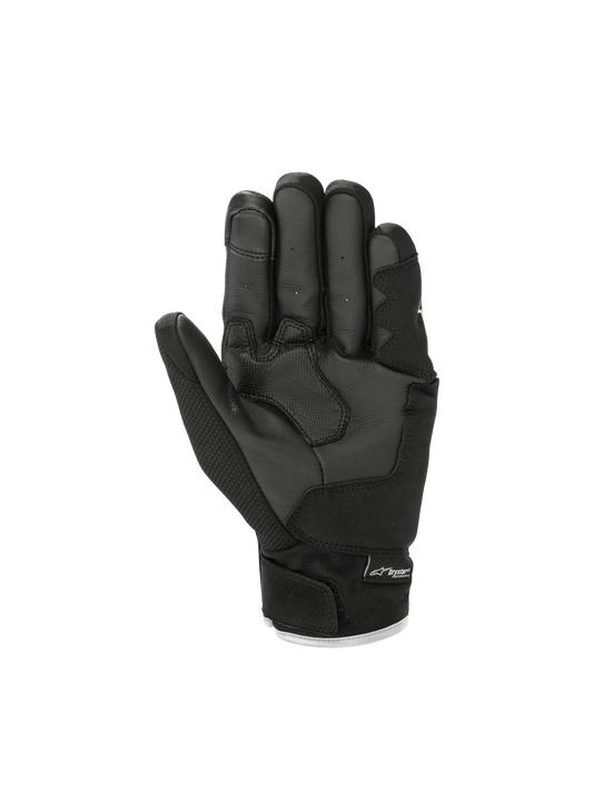 Alpinestars S-Max Drystar® Gloves in black, waterproof road motorcycle sport gloves with leather palm and short cuff.