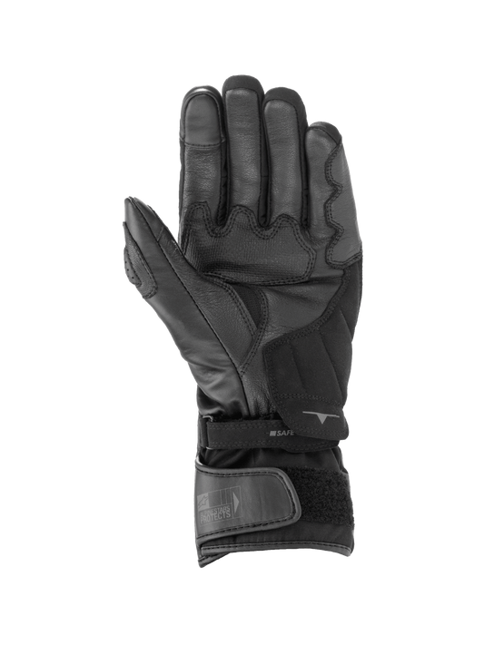Alpinestars SP-365 Drystar® Gloves, Black and Anthracite waterproof motorcycle racing gloves showing leather palm grip.