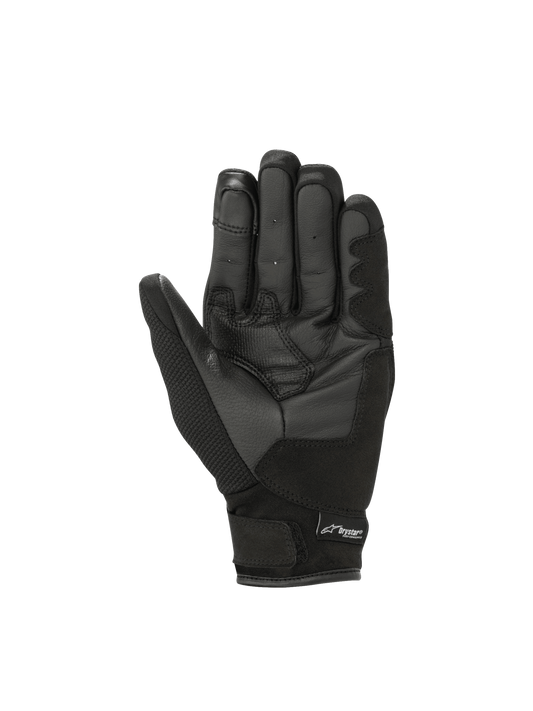 Alpinestars Stella S-Max Drystar Gloves, Women's Waterproof Motorcycle Gloves, Black Leather and Mesh, short cuff palm view.