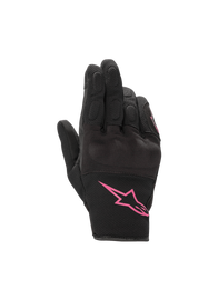 Alpinestars Stella S-Max Drystar Women's Gloves, black and fuchsia waterproof motorcycle gloves with knuckle protection.
