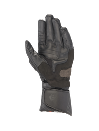 Alpinestars SP-8 V3 Gloves, Road Racing, Men, Black Leather, featuring reinforced palm grip and adjustable long cuff.