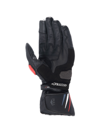 Alpinestars Honda SP-8 V3 Men's motorcycle racing gloves, black leather with red and blue accents and reinforced palm.