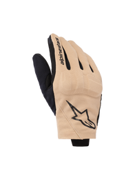 Alpinestars Reef V2 Gloves, Motorcycle Gloves, Sand and Black, short cuff urban design with ventilated stretch fabric, features black star logo on backhand and Alpinestars text on index finger, modern road riding gear