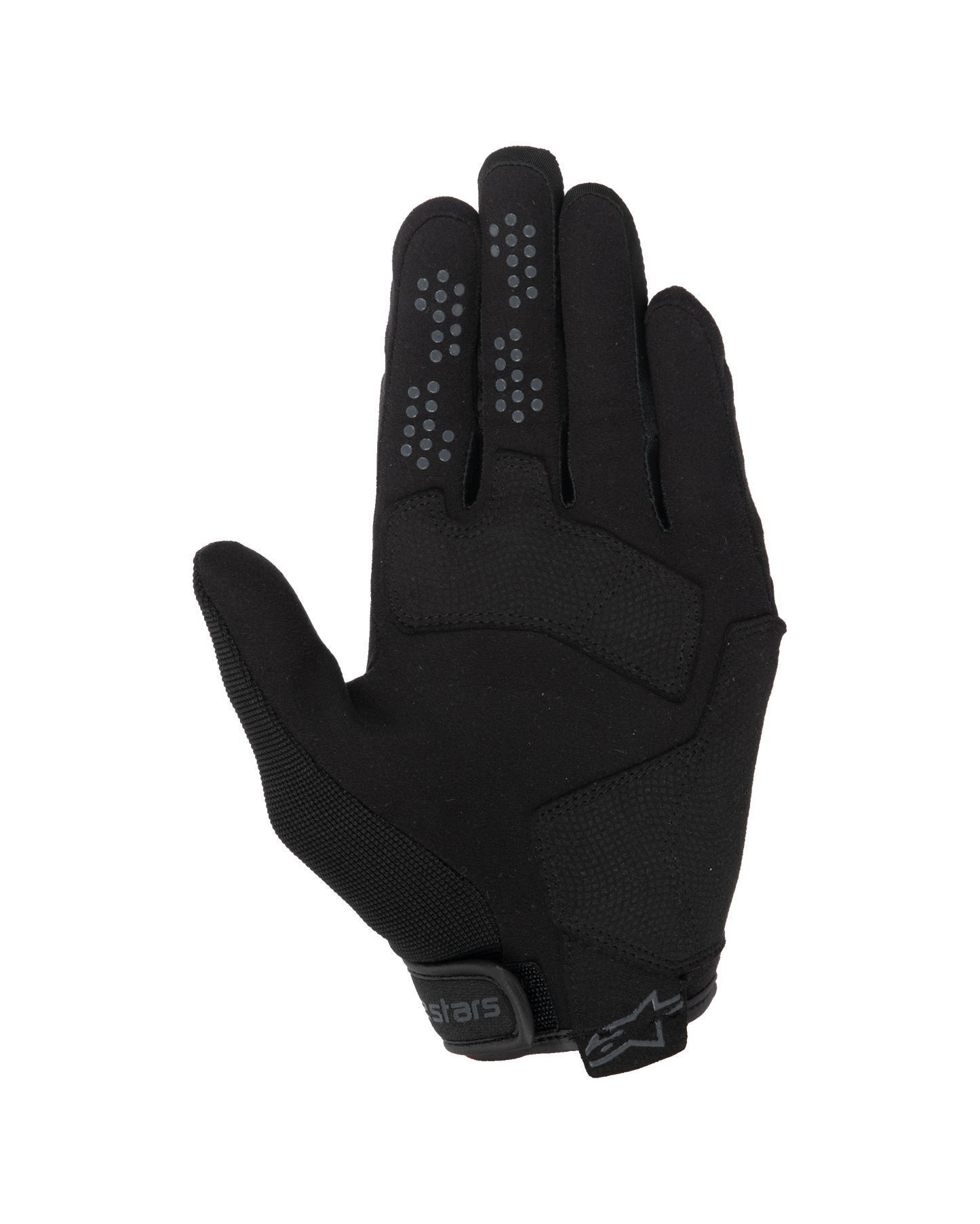 Alpinestars Chrome V2 Gloves, Urban Motorcycle Gloves, Black Asphalt, palm view featuring synthetic suede construction, silicone grip dots on index and middle fingers, and adjustable hook and loop cuff closure.