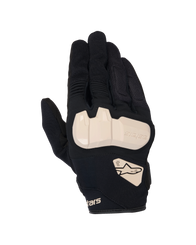 Alpinestars Chrome V2 Gloves, Motorcycle Gloves, Black with Almond accents, top view showing TPU knuckle protection, mesh and stretch fabric construction, accordion panels on fingers