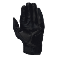 Alpinestars Celer V3 Men's Gloves, black goat leather motorcycle racing gloves, palm view with touchscreen finger.
