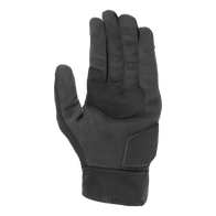 Alpinestars Stated Air Gloves, Black, palm view showing soft synthetic suede texture, reinforced palm with zigzag stitching for grip, padded heel protection, and a ribbed elastic cuff