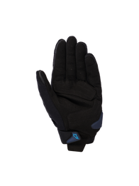 Alpinestars SP X 1 Gloves, Black and Blithe Blue, palm view showing synthetic leather palm with reinforced strike zones, blue palm slider, and wrist strap with blue Alpinestars logo, sport motorcycle road gear