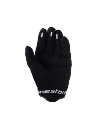 Alpinestars Mogress Airflow Gloves, Urban Motorcycle Gloves, Anthracite Black, palm view featuring synthetic reinforcements and 3D mesh zones, silicone grip inserts on fingers, short cuff with white branding