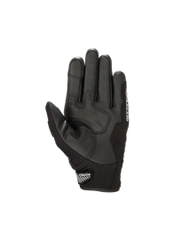 Alpinestars SMX-1 Air V2 motorcycle gloves in black leather with a reinforced palm and mesh thumb for urban riding.