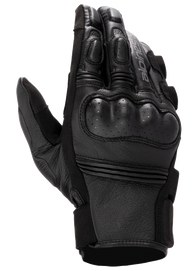 Alpinestars Stella Phenom Leather Air Glove, Women's Motorcycle Gloves, Black, backhand view highlighting hard perforated knuckle protection, padded finger joints, and premium leather texture.