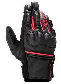 Alpinestars Stella Phenom Leather Air Glove, Women's Motorcycle Glove, Black and Diva Pink, hard knuckle protector, perforated leather construction, short cuff with Alpinestars branding, sport performance riding gear