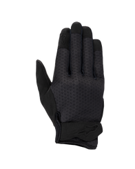Alpinestars Stated Air Women's Gloves, Motorcycle Gloves, Black, featuring a ventilated mesh backhand, ergonomic wrist closure with embossed logo, and reinforced fingertips, streamlined urban design
